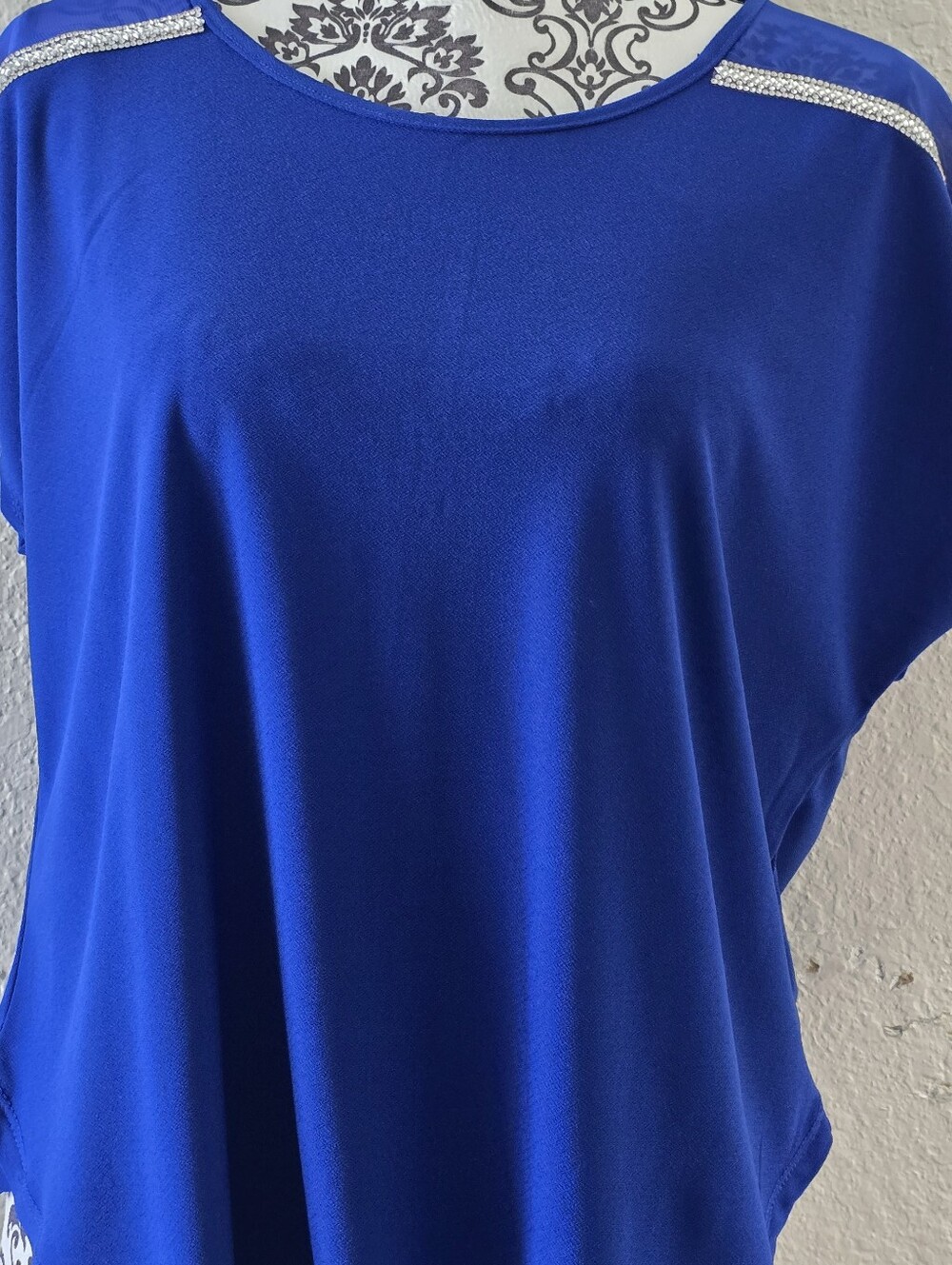 89th & Madison Royal Blue Top with Silver Trim